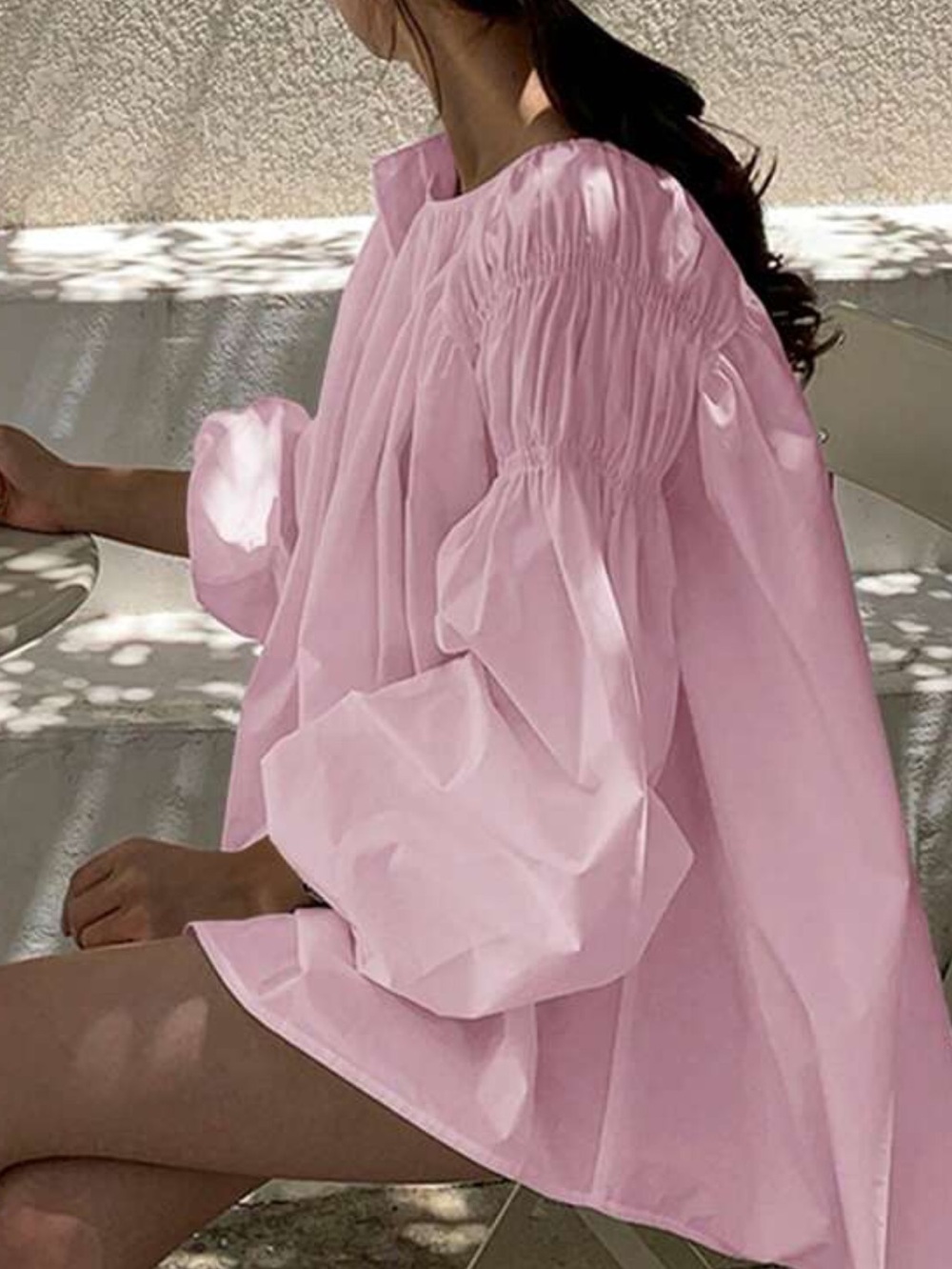 Pink Cotton Blouse - Button Down Long Sleeve Oversized Top. Sz.6 (XL)